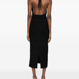 Abito midi con scollo a V in nero Alessandra Rich - donna 