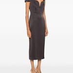 Abito midi con scollo a V in grigio Alex perry - donna 