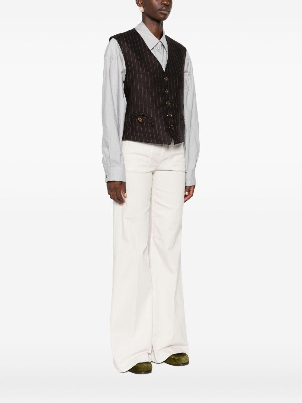 Gilet gessato con bottoni in marrone Blazé milano - donna 