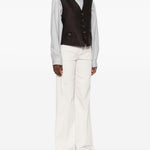 Gilet gessato con bottoni in marrone Blazé milano - donna 