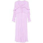 Abito midi con ruches in lilla 