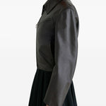 Giacca in pelle con zip in marrone Lemaire - donna 
