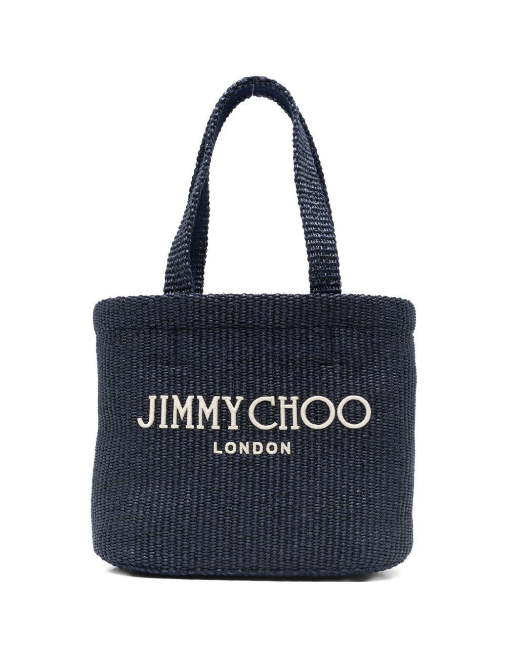 Borsa con logo in raffia in blu Jimmy choo - donna 