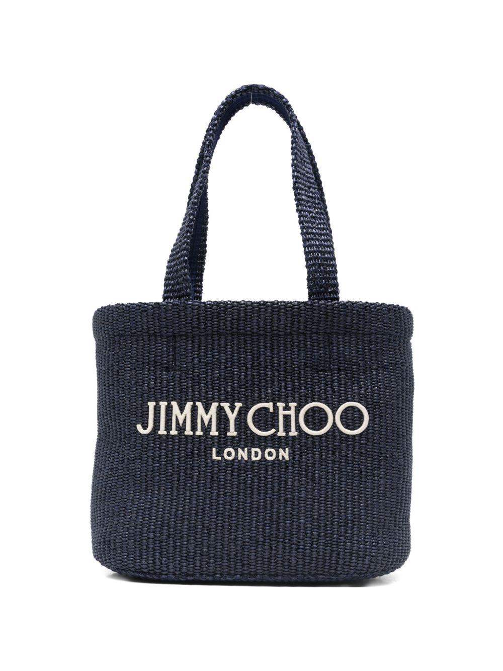 Borsa con logo in raffia in blu Jimmy choo - donna 