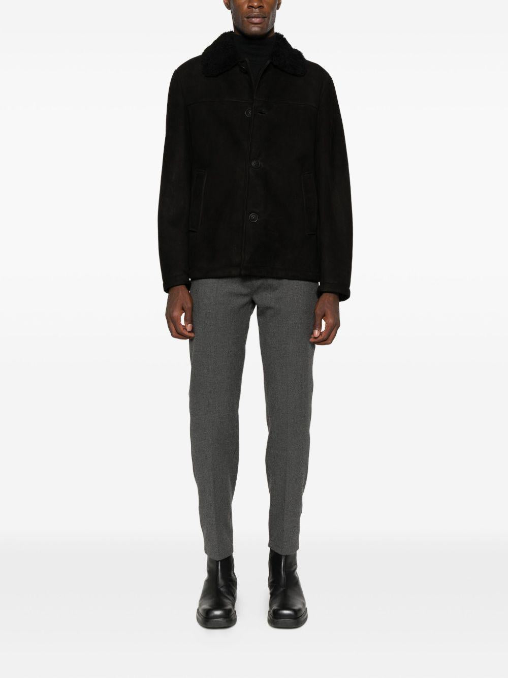 Cappotto con collo in shearling nero Salvatore Santoro - uomo 