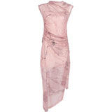 Abito midi asimmetrico in rosa Feng Chen Wang - donna 