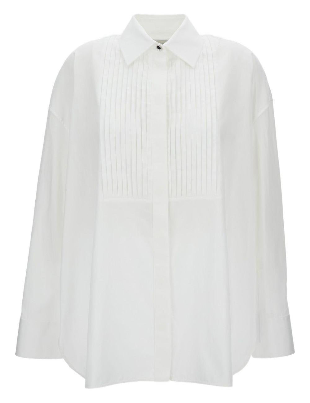 Camicia in popeline con bottoni gioiello e pieghe in bianco Golden goose - donna 