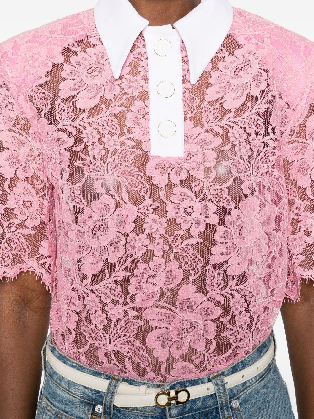 Polo in pizzo in rosa Rowen rose - donna 