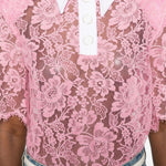 Polo in pizzo in rosa Rowen rose - donna 
