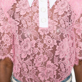 Polo in pizzo in rosa Rowen rose - donna 