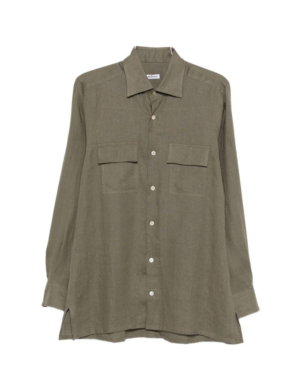 Camicia a maniche lunghe con tasche in verde Kiton - uomo 