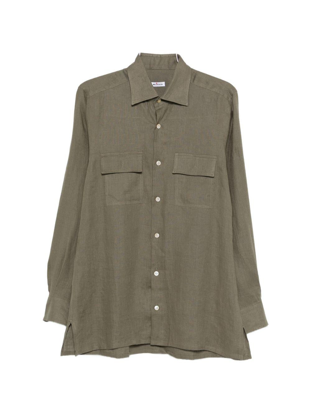 Camicia a maniche lunghe con tasche in verde Kiton - uomo 