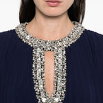 Abito lungo con piume in blu Self-Portrait - donna 