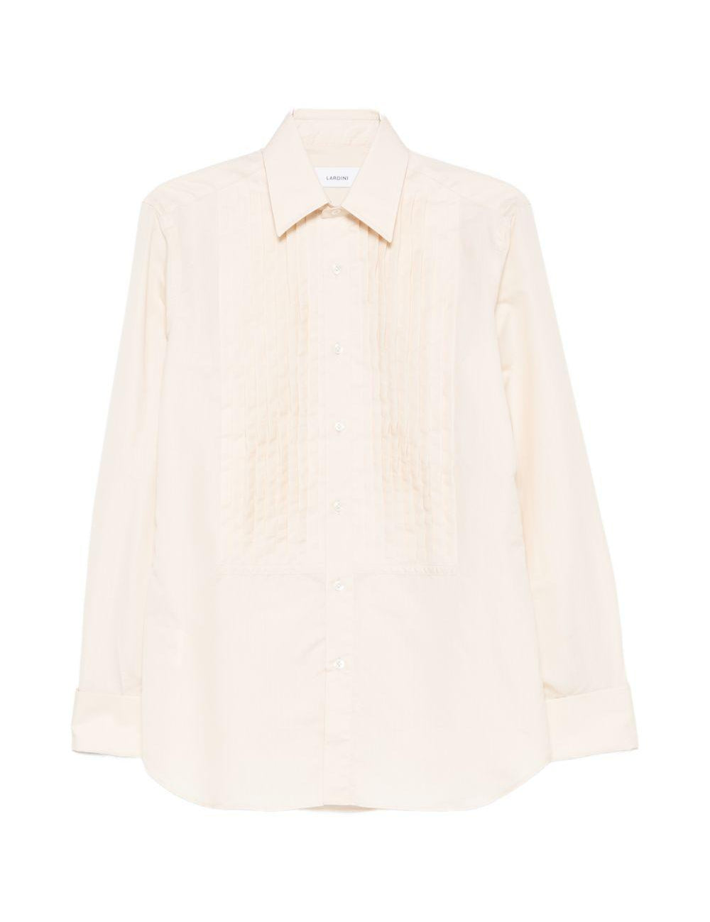Camicia con trama in crema Lardini - uomo 