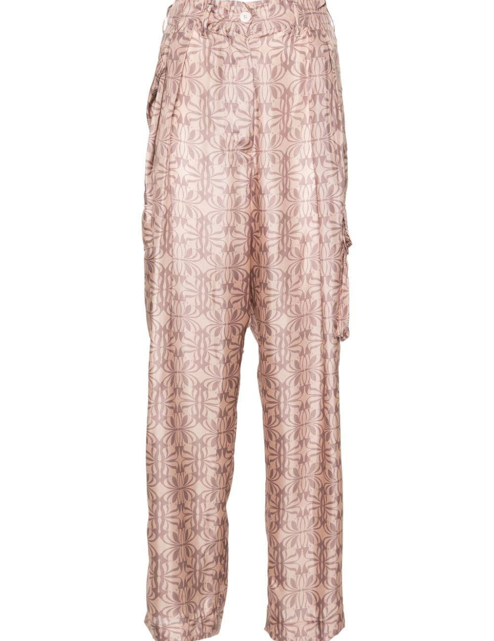 Pantaloni cargo con stampa astratta in rosa - donna 