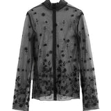 Blusa semi-trasparente con ricami in nero Toteme - donna 