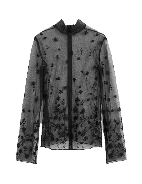 Blusa semi-trasparente con ricami in nero Toteme - donna 