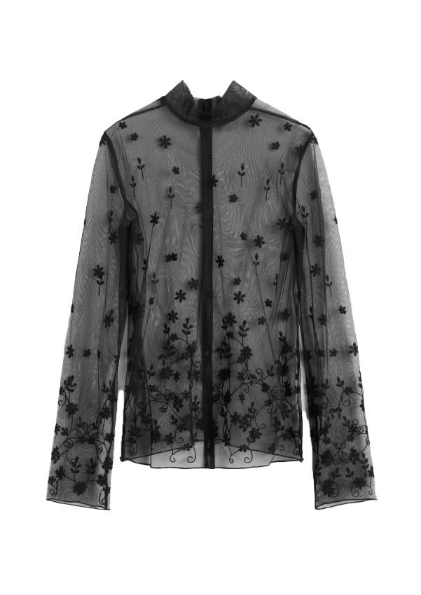 Blusa semi-trasparente con ricami in nero Toteme - donna 