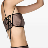 Top satinato crop con spalline in beige Temily - donna<BR/> 