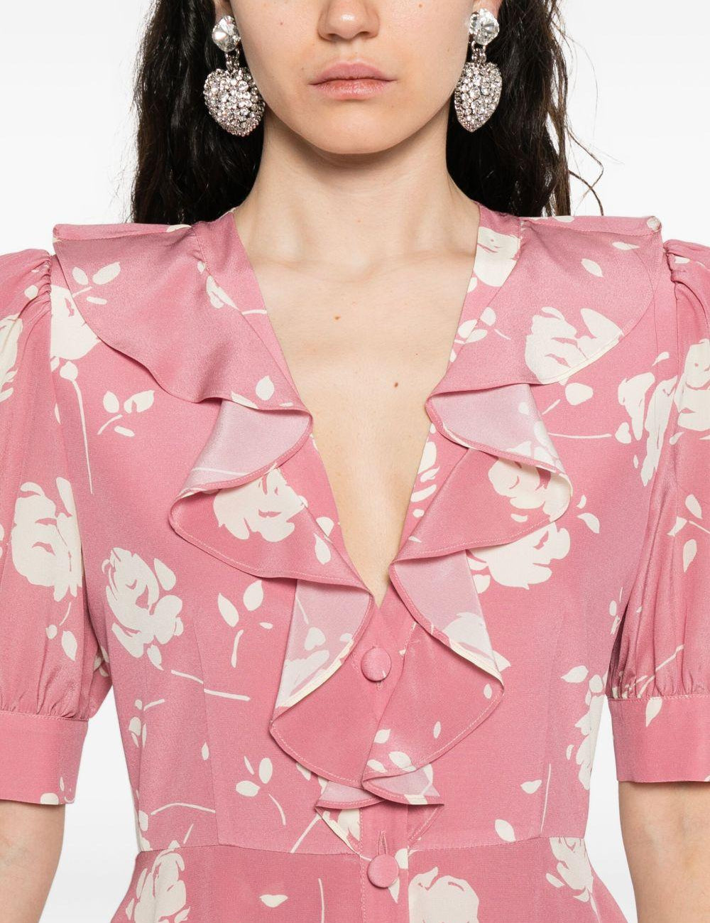 Abito midi con stampa in rosa Alessandra Rich - donna 