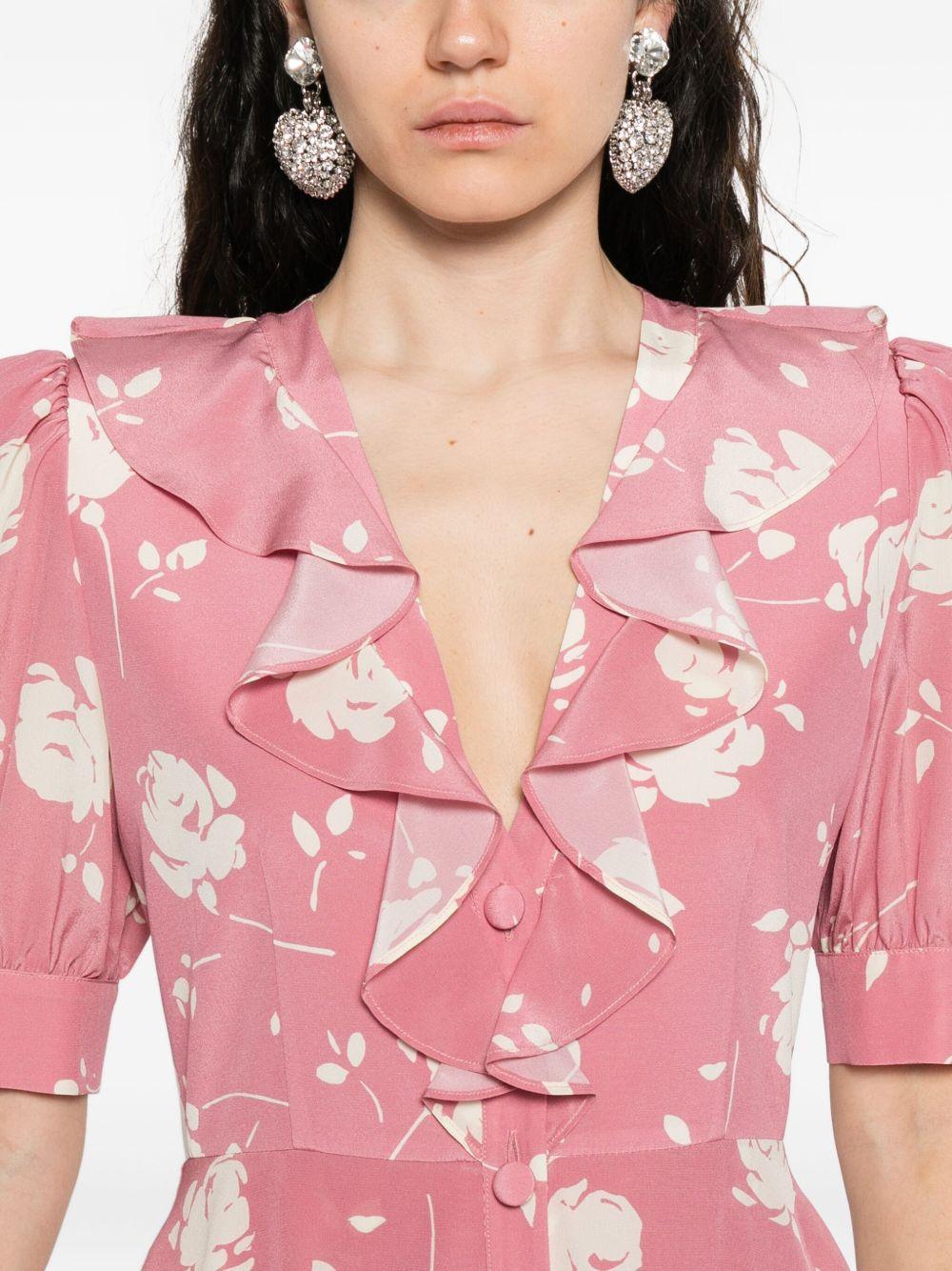 Abito midi con stampa in rosa Alessandra Rich - donna 