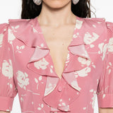 Abito midi con stampa in rosa Alessandra Rich - donna 
