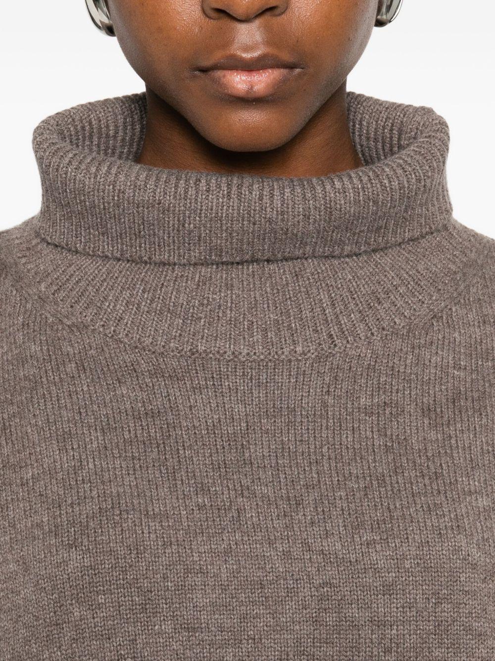 Maglione a collo alto Luke in grigio taupe Loulou de saison - donna 