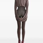 Blusa drappeggiata a collo alto in marrone Mugler - donna 