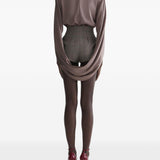 Blusa drappeggiata a collo alto in marrone Mugler - donna 