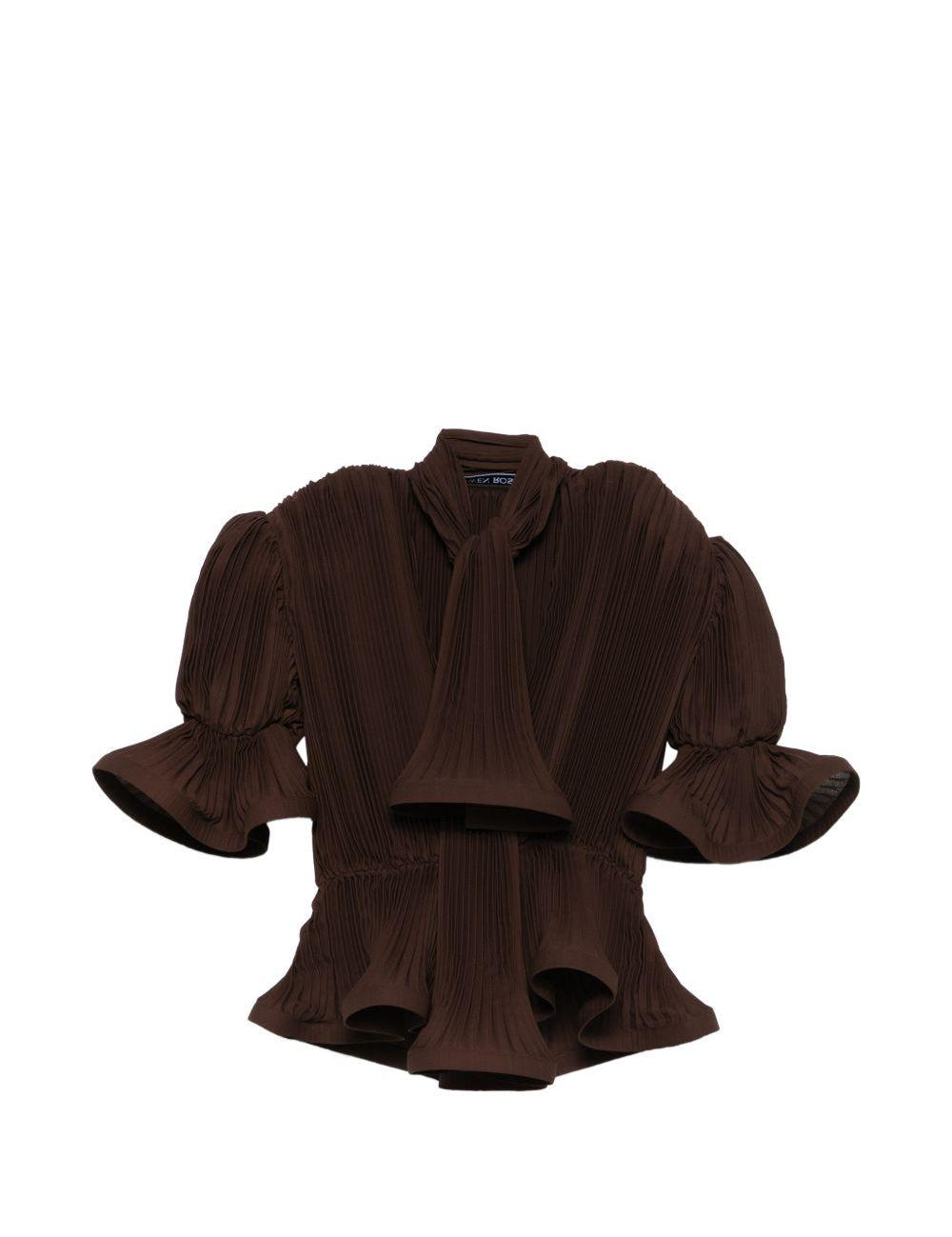 Top con ruches in marrone Rowen rose - donna 
