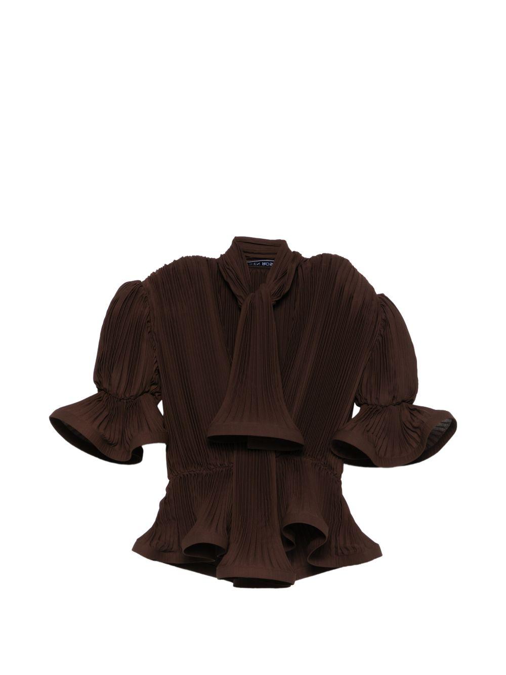 Top con ruches in marrone Rowen rose - donna 