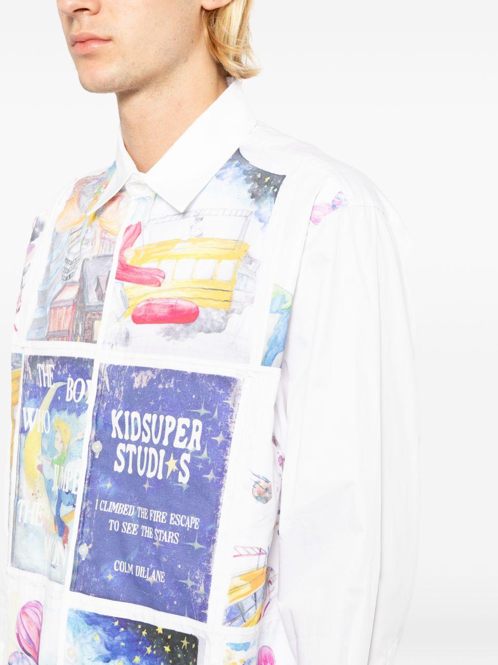 Camicia a maniche lunghe con stampa in bianco Kidsuper - uomo 