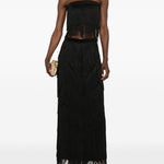 Gonna lunga con frange in nero Bless - donna 