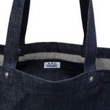 Borsa denim con log in blu indigo 