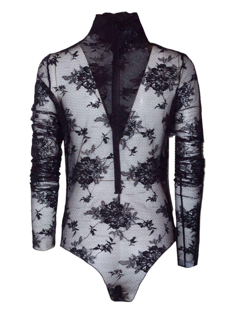 Body con ricamo a fiori in nero The andamane - donna 
