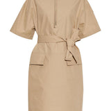 Abito midi con cintura in beige Moncler - donna 