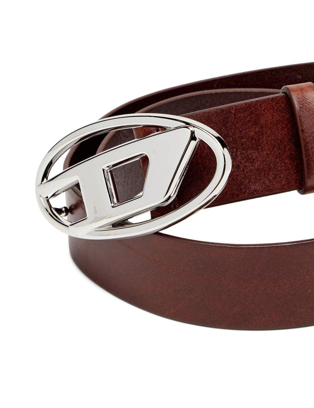 Cintura con fibbia logo in marrone Diesel - unisex 