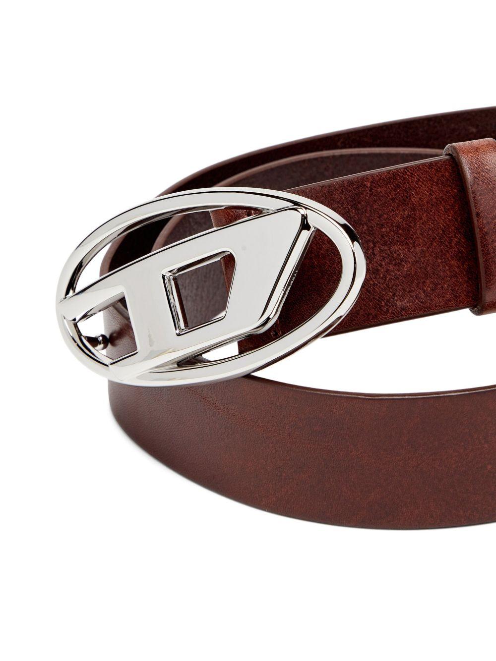 Cintura con fibbia logo in marrone Diesel - unisex 