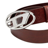 Cintura con fibbia logo in marrone Diesel - unisex 