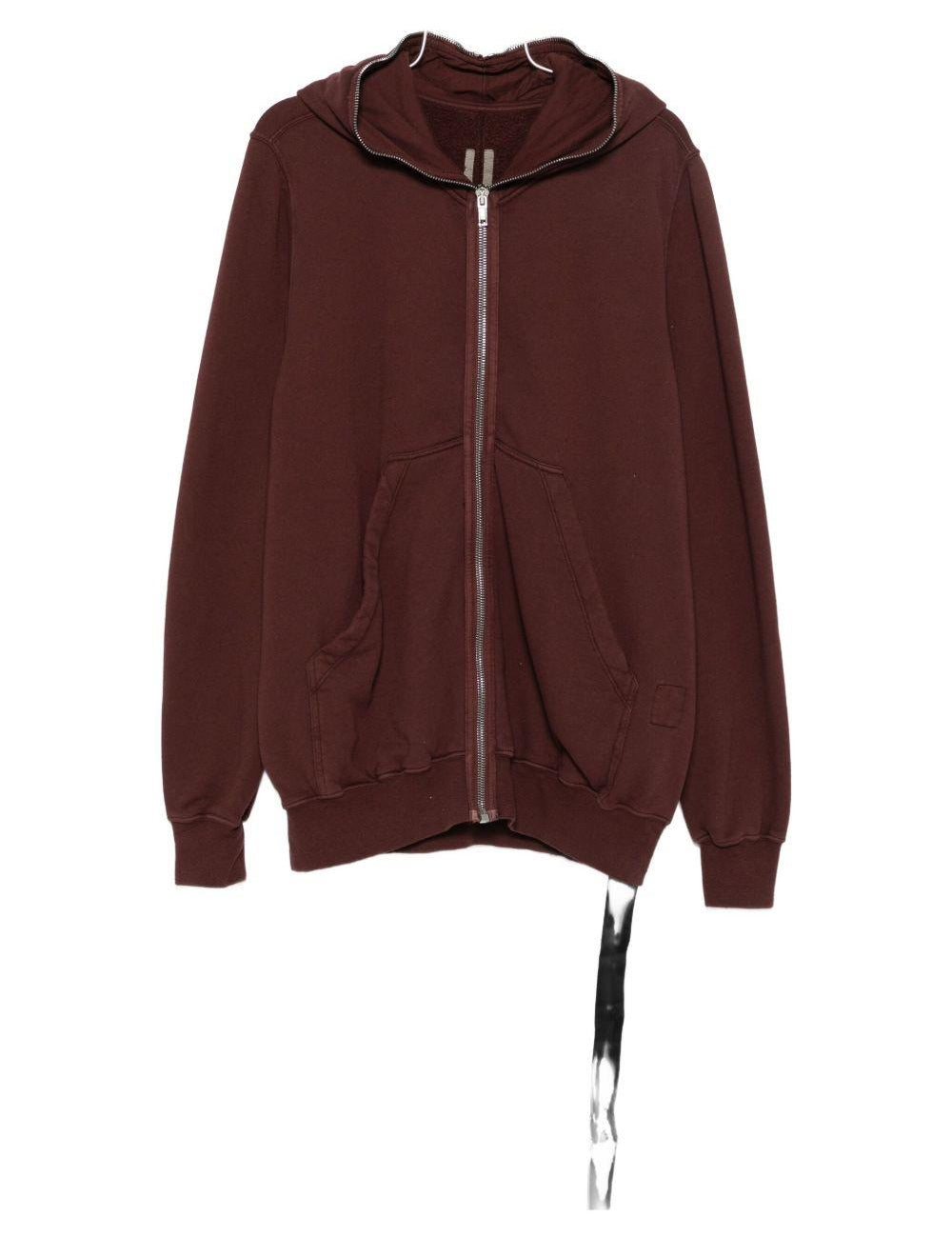 Felpa con cappuccio jumbo in marrone Rick owens drkshdw - uomo 