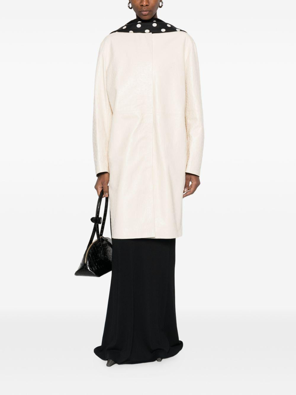 Cappotto monopetto senza colletto in bianco LouLou de Saison - donna 