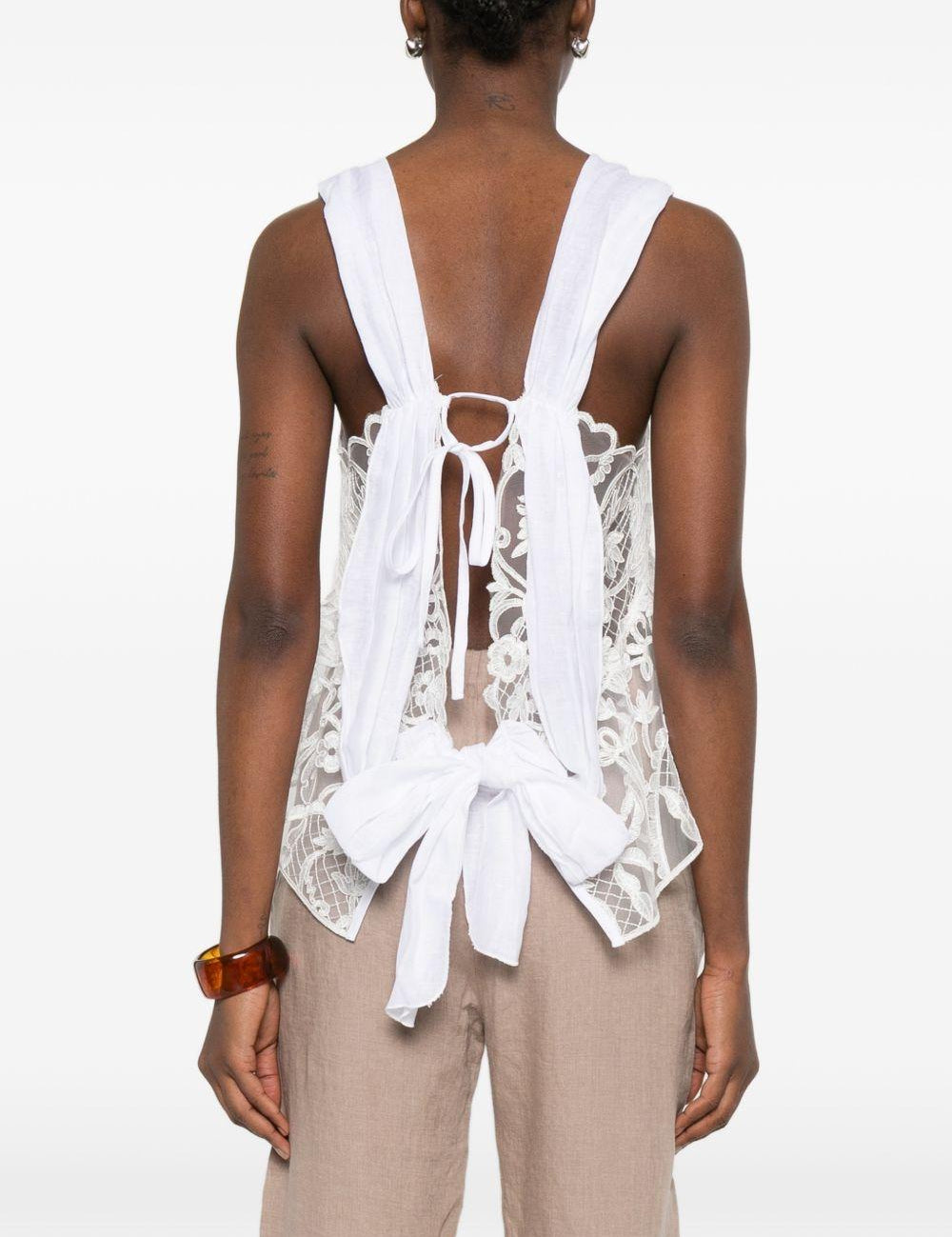 Top in pizzo con motivo floreale in bianco Maurizio - donna 