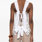 Top in pizzo con motivo floreale in bianco Maurizio - donna 