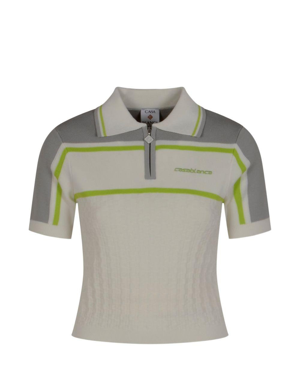 Polo a righe con zip in bianco Casablanca - donna 