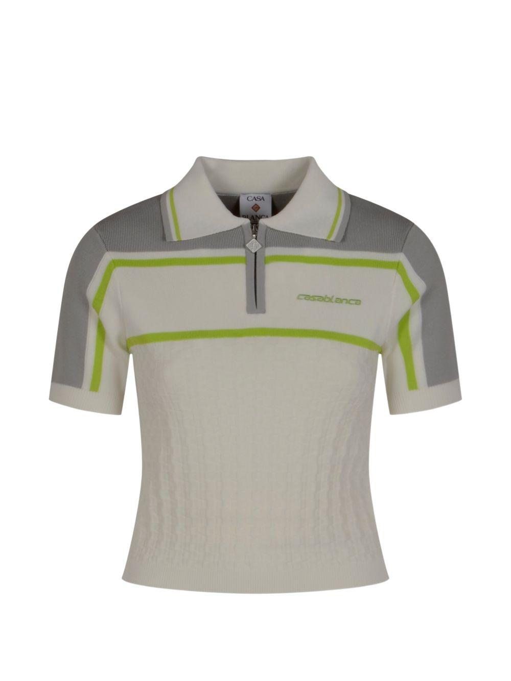 Polo a righe con zip in bianco Casablanca - donna 
