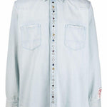Camicia denim con borchie in celeste Golden goose - uomo 
