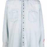Camicia denim con borchie in celeste Golden goose - uomo 