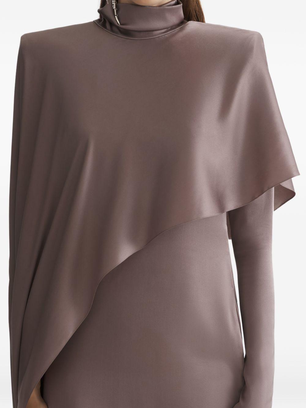Abito drappeggiato collo alto in marrona taupe Mugler - donna 