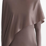 Abito drappeggiato collo alto in marrona taupe Mugler - donna 