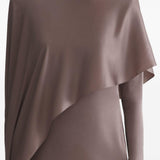 Abito drappeggiato collo alto in marrona taupe Mugler - donna 